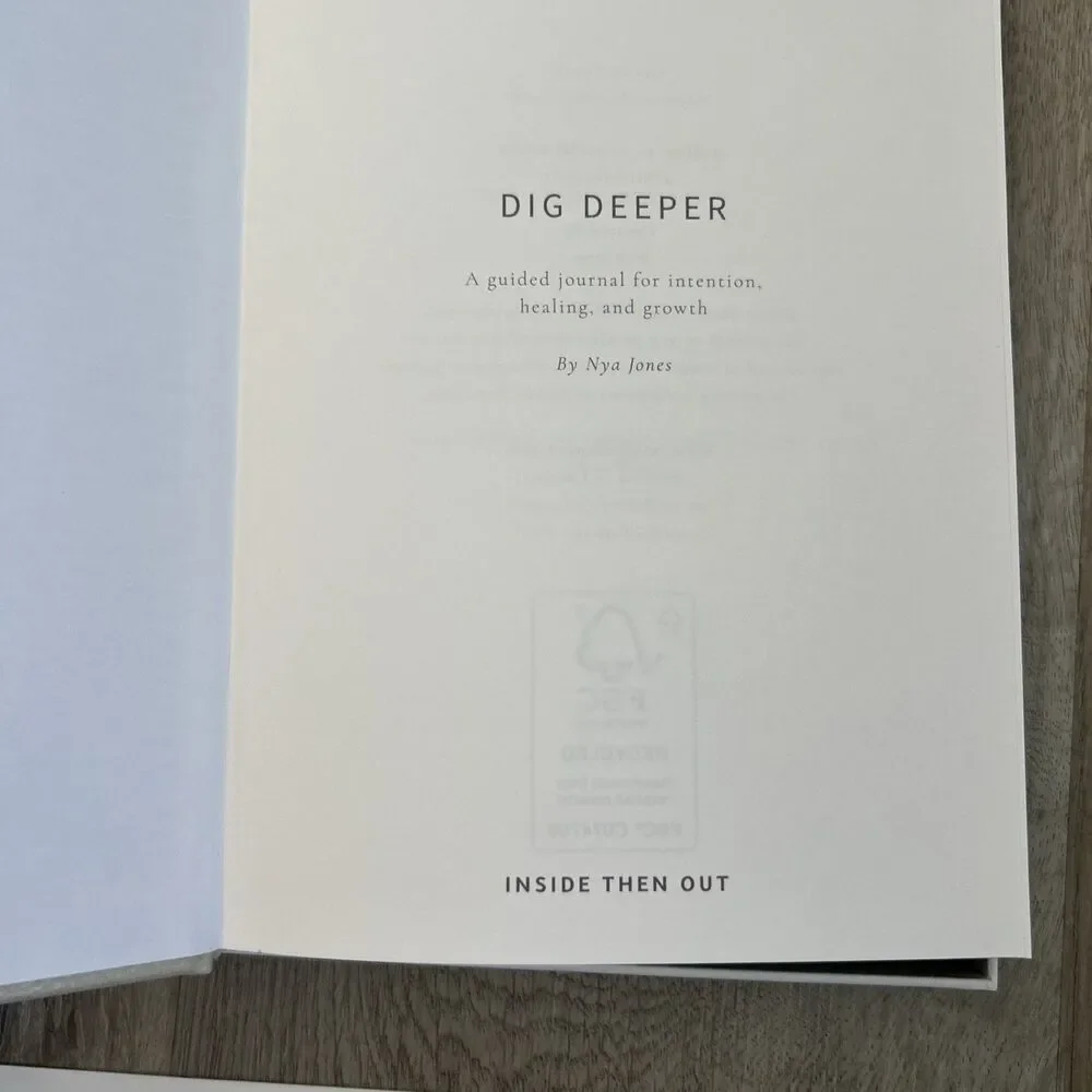 Inside Then Out Dig Deeper Journal Daily Guided 180 Prompts Faux Leather w/ Box